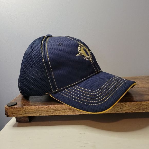Mens Northern Plains Railroad Hat Baseball Cap Yellow Navy - Picture 3 of 8